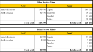 Bilans de la Société Mère et de la Société Filiale au 31 décembre