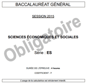 SCIENCES ÉCONOMIQUES ET SOCIALES epreuve